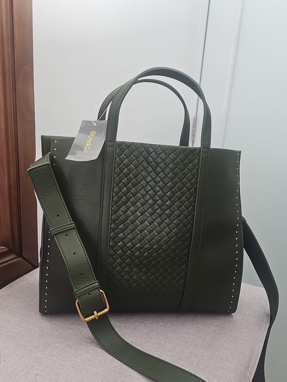 Style & Co. Woven Mediun Boxy Tote.
